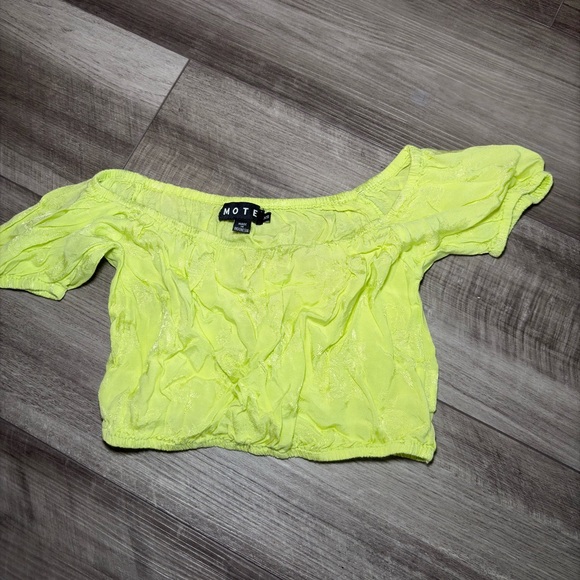 Women's Neon Yellow Off-Shoulder Top - Picture 1 of 2